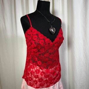 Red Floral Lace Cami Top 1s